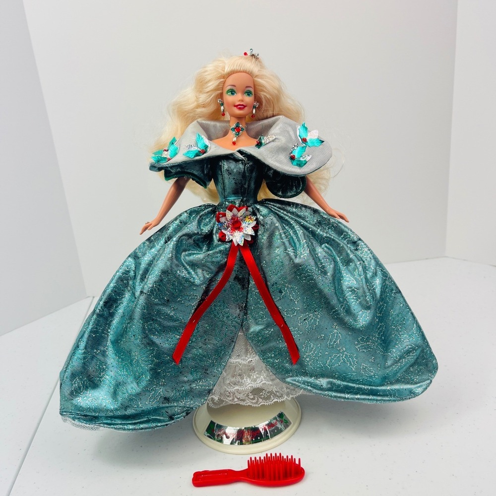 Mattel Happy Holidays Barbie 1991 Special Edition Green Gown Doll 1871 Vintage